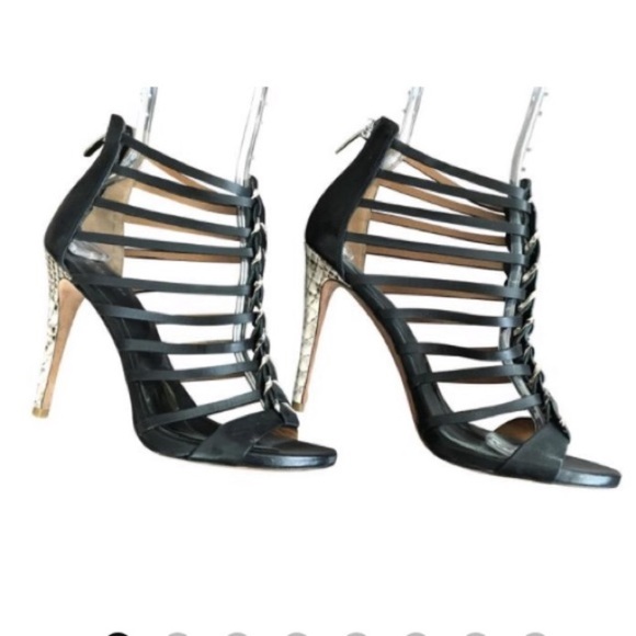 Coach Snake Skin Leather Strappy Heels Size 6 B - Picture 4 of 7